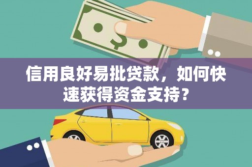 迭部信用良好易批贷款，如何快速获得资金支持？