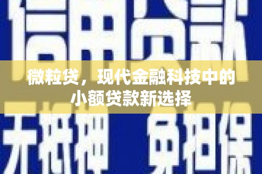 迭部微粒贷，现代金融科技中的小额贷款新选择