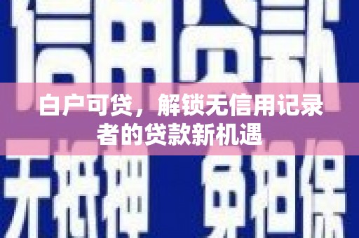 迭部白户可贷，解锁无信用记录者的贷款新机遇
