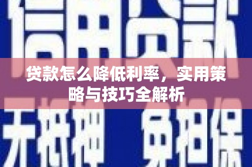 迭部贷款怎么降低利率，实用策略与技巧全解析