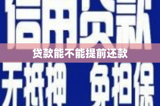 迭部贷款能不能提前还款
