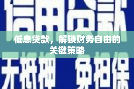 迭部低息贷款，解锁财务自由的关键策略