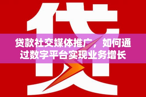 迭部贷款社交媒体推广，如何通过数字平台实现业务增长