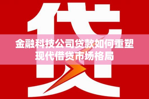 迭部金融科技公司贷款如何重塑现代借贷市场格局
