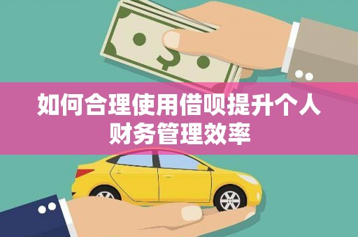 迭部如何合理使用借呗提升个人财务管理效率