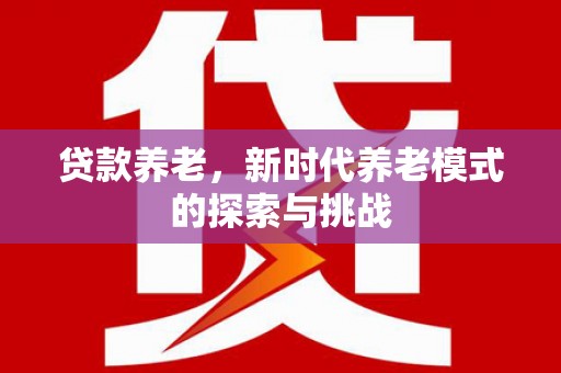 迭部贷款养老，新时代养老模式的探索与挑战