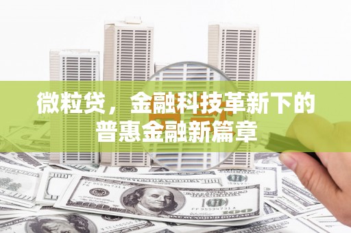 迭部微粒贷，金融科技革新下的普惠金融新篇章
