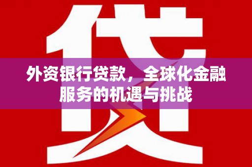 迭部外资银行贷款，全球化金融服务的机遇与挑战