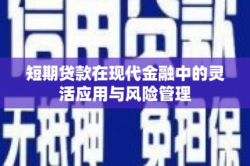 迭部短期贷款在现代金融中的灵活应用与风险管理